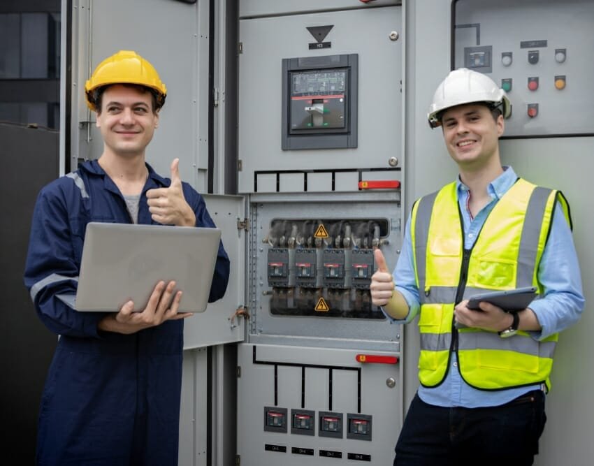 Tevreden techniekers van klant dankzij MINIMA