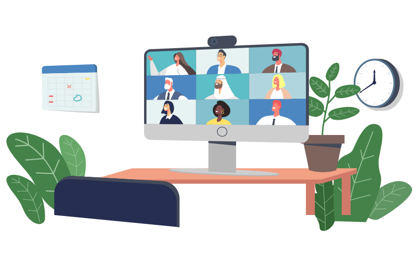 MINIMA online groepsvergadering animatietekening